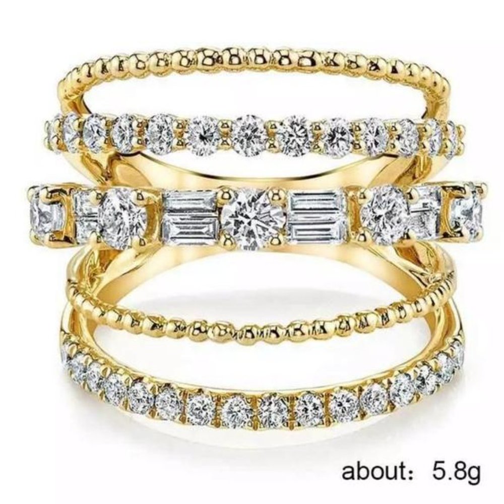 NEW💍18K YELLOW GOLD DIAMOND 925 SILVER RING, CUTE RING, SHINY RING. - Picture 4 of 4